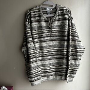 Croft & Barrow Men's Striped Crewneck Sweater - Gray and Black